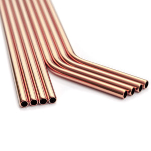 Ecowaare Reusable Stainless Steel Straws, 4 Straight+4 Bent+2 Brushes,10.5 inch Ultra Long, Rose Gold Color