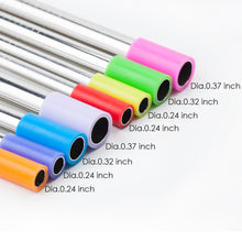 Load image into Gallery viewer, Ecowaare 8pcs Stainless Steel Straws with 2 Cleaning Brushes Silicon Cover, Sizes 6mm|8mm|9.5mm 2 Lengths 8.5 Inch|10 Inch